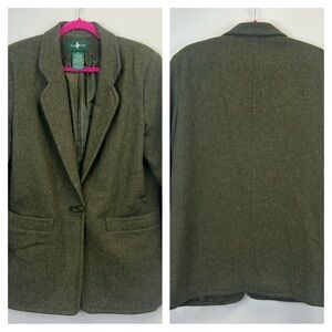 Hunt Club Vintage Dark Green Blazer Jacket Merino Wool Lambswool Equestrian Sz 6